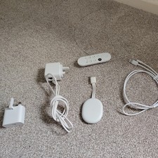 Google Chromecast 4th Gen 4K Streaming Device Snow White With Ethernet Plug