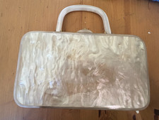 Vtg Walborg Hong Kong Marbled Pearly Lucite Box Purse Handbag MCM 8.75x5x2.25