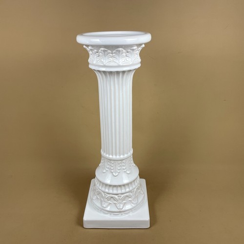 White ceramic plant stand - white,