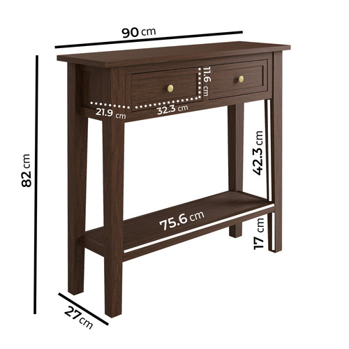 Small narrow walnut console - small,