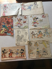 9 Disney drawings hand drawn by a 13 year old boy during World War II