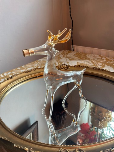 Vintage glass bottle - glass, reindeer