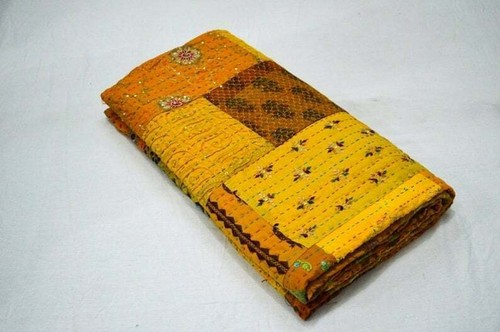 New silk patola kantha quilt - silk,