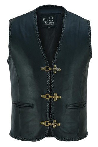 Mens real leather vest fish - real,
