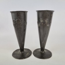 Antique Pair Pewter Art