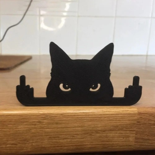 Funny black cat fence - black,