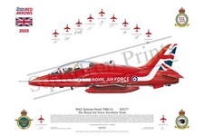 2025 Hand Signed Red Arrows Squadron Print RAF Waddington Hawk profile #SP280SIG