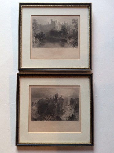 Pair framed prints dunottar - pair,