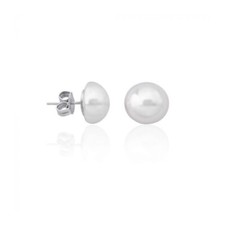 Earrings Silver With White Mabe Pearl 10 mm