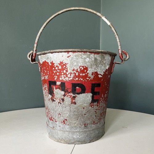 Vintage galvanised fire bucket - vintage,