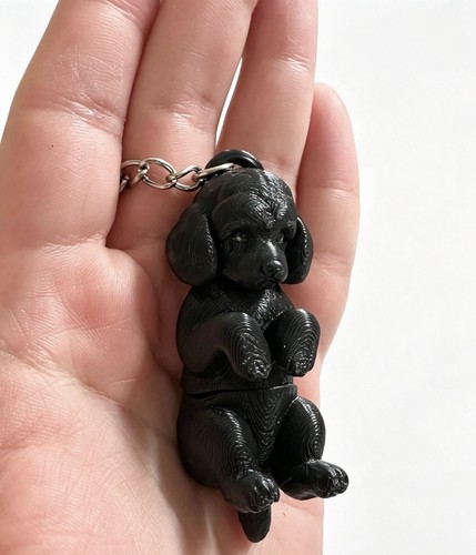 Black poodle keychain cute - black,