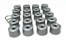 WHEEL NUT COVERS FOR VW POLO GOLF PASSAT CADDY LOCKING BOLT CAPS GLOSSY GREY