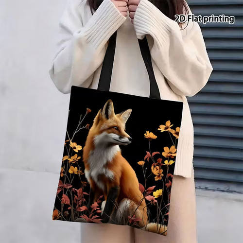 Fox themed reusable tote - fox,