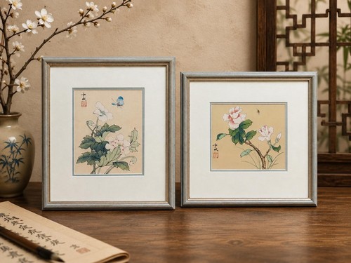 Pair vintage chinese silk - pair,