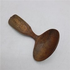 1832 Carved Wooden Spoon, Scandinavian Shape with Chip Carved Decoration. Patina