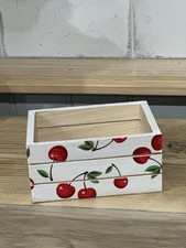 Mini Wooden Crate Designed With Bright Red Cherrys On White