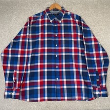 Blue Harbour Super soft Cotton Shirt Mens Xxl 2xl Blue Red Check Long Sleeve