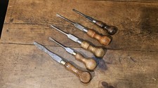 5 vintage Screwdrivers. Slotted Heads. Marples, Sorby Etc. Made in England.
