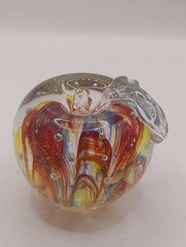 Large heavy art glass apple - large,