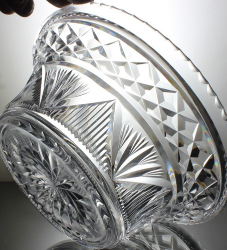 Large heavy hand cut crystal - hand,