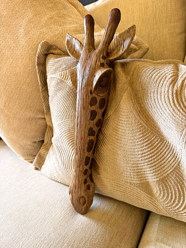 Wooden giraffe head wall - wooden,