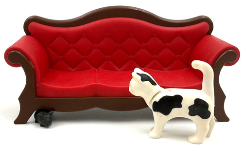 Playmobil red tufted sofa - red,