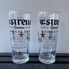 Estrella Barcelona Larger/Beer Half Pint Glasses x2 (VERY GOOD CONDITION)