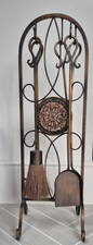 Large 4 piece fireside companion set, antique bronze finish Nearly new condition