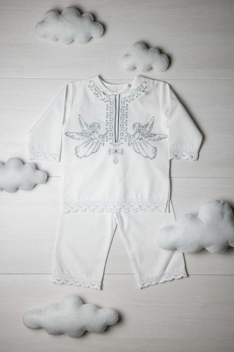 Baby boy white - white, silver