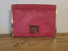 Biba Clutch Bag Fuschia Pink Gold Chain Pony hair and leather