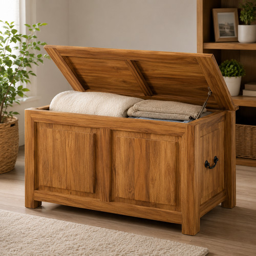 Wooden storage chest bench - wooden,
