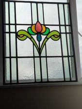 Renovated: Striking Victorian/Edwardian Stained Glass Window Panel 53 x 63 cm