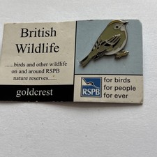 RSPB Metal Badge. Gold Crest. 