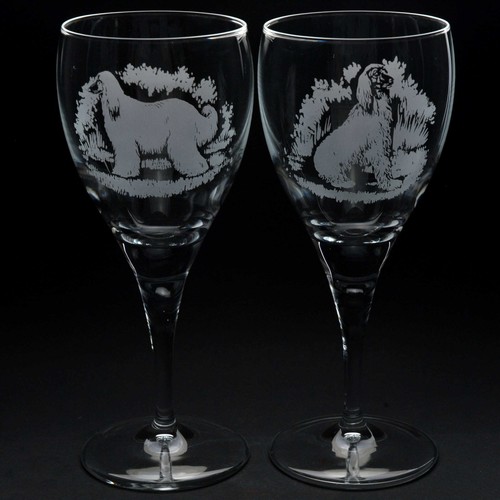 Afghan hound dog crystal wine - afghan,