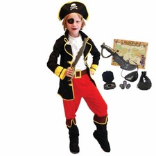 Kids Pirate Costume Boys Fancy Dress Up Set Halloween Party Role Play Cosplay