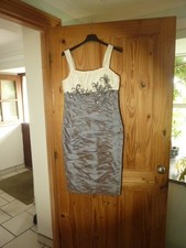 CONDICI sz 10  chic two tone grey & winter white pure silk dress, bolero jacket