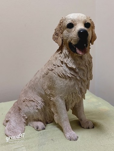 Golden retriever resin - resin, sitting