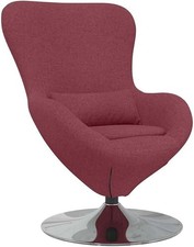 Modern Swivel Egg Chair Wine Red Fabric Luxury Lounge Seat Indoor Comfort