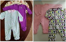 4x Baby Girl Sleepsuits 3-6 Months. Jojomaman & Mama And Papas