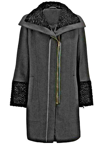Black wool blend crinkle - black,