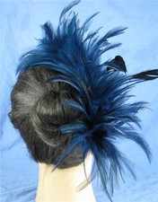 navy blue black feather fascinator comb hair clip headpiece wedding party piece