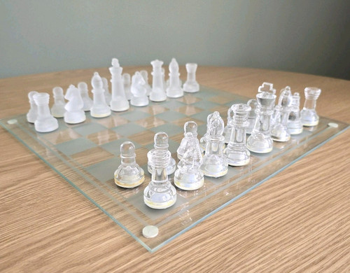 Glass chess set clear - chess,