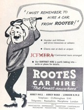ROOTES Motors Car Hire Vintage ADVERT : Small 1957 Print 670/64