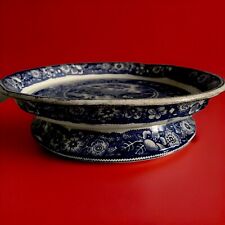 Antique Pearlware Willow Pattern Tazza / Comport / Cake Stand - 26cm Diameter