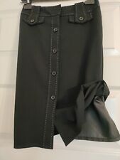 NEXT Ladies Black Pencil Midi Skirt Size 6 Button Front