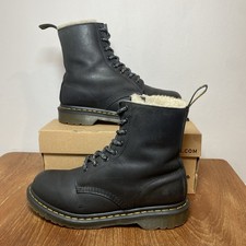 Dr. Martens DM’s 1460 Serena Faux Fur Black Wyoming Leather Boots UK 7 EU 41