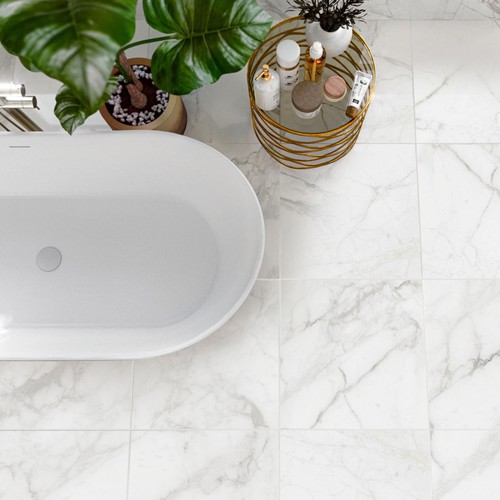 White marble effect matt - white,