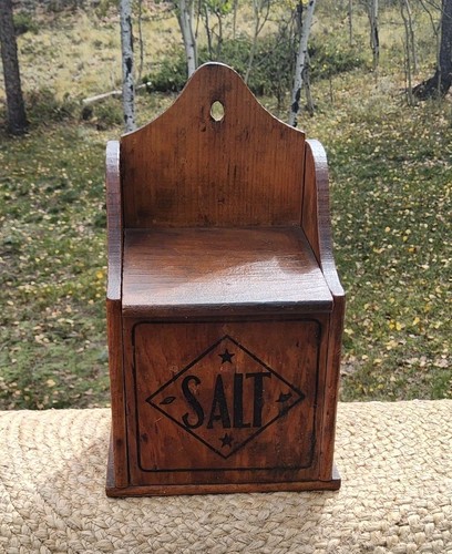 Antique primitive wood salt - antique,