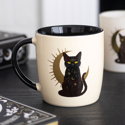 Black cat magick moon witchy - black,