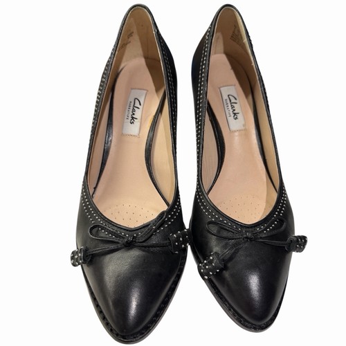 Clarks black leather - leather, court